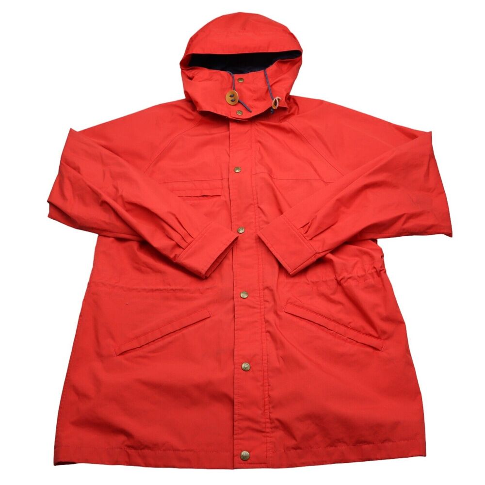 EMS Jacket Mens L Red Long Sleeve Solid Hoodie Pocket Button Windbreaker